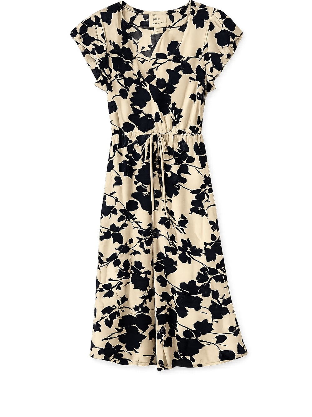 NEW A New Day Black & White Floral Tie Waist Midi Dress Size Large NWT